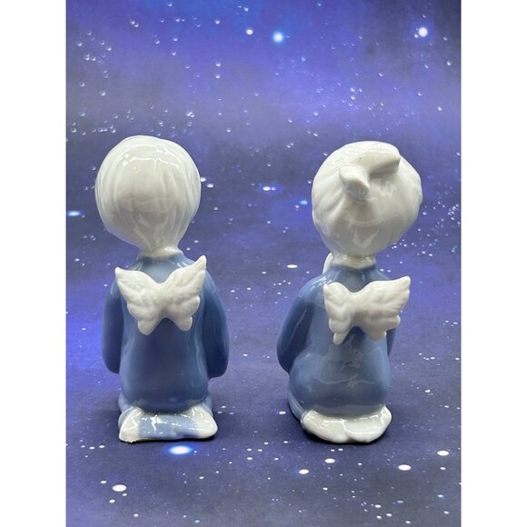 Lefton Porcelain Praying Angels Boy & Girl 4" Figurines Vintage Christmas - Picture 4 of 8